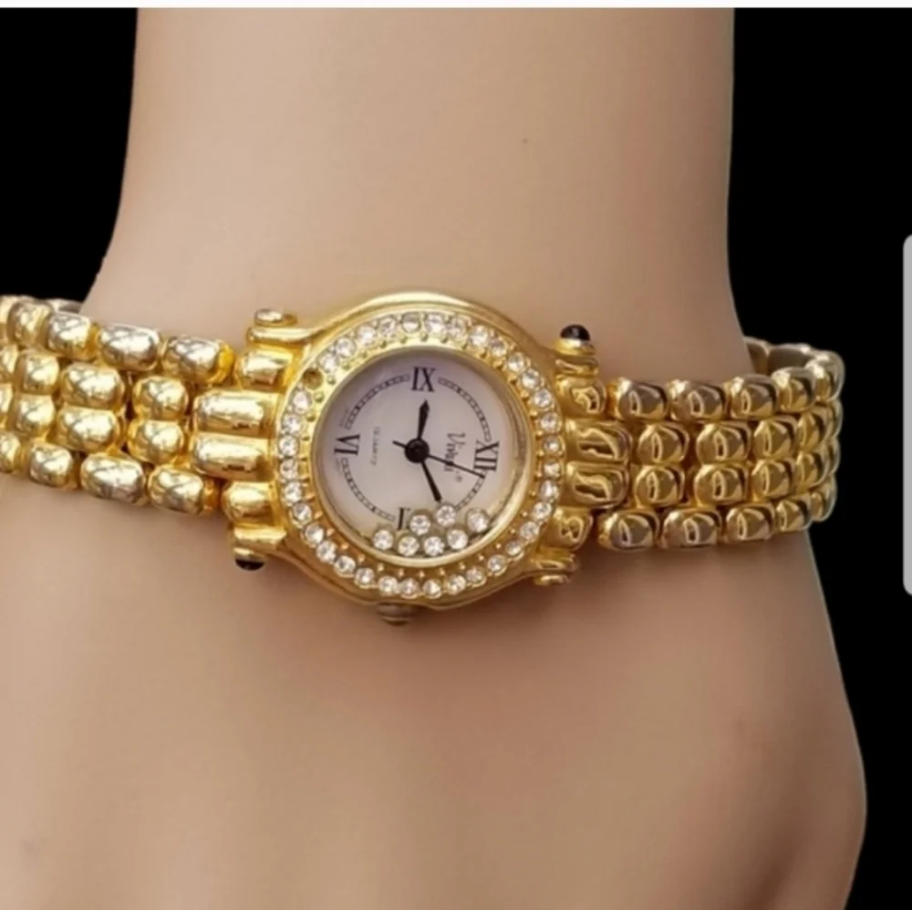 VIVANI VINTAGE GOLDTONED & FLOATING CRYSTALS LADIES WATCH